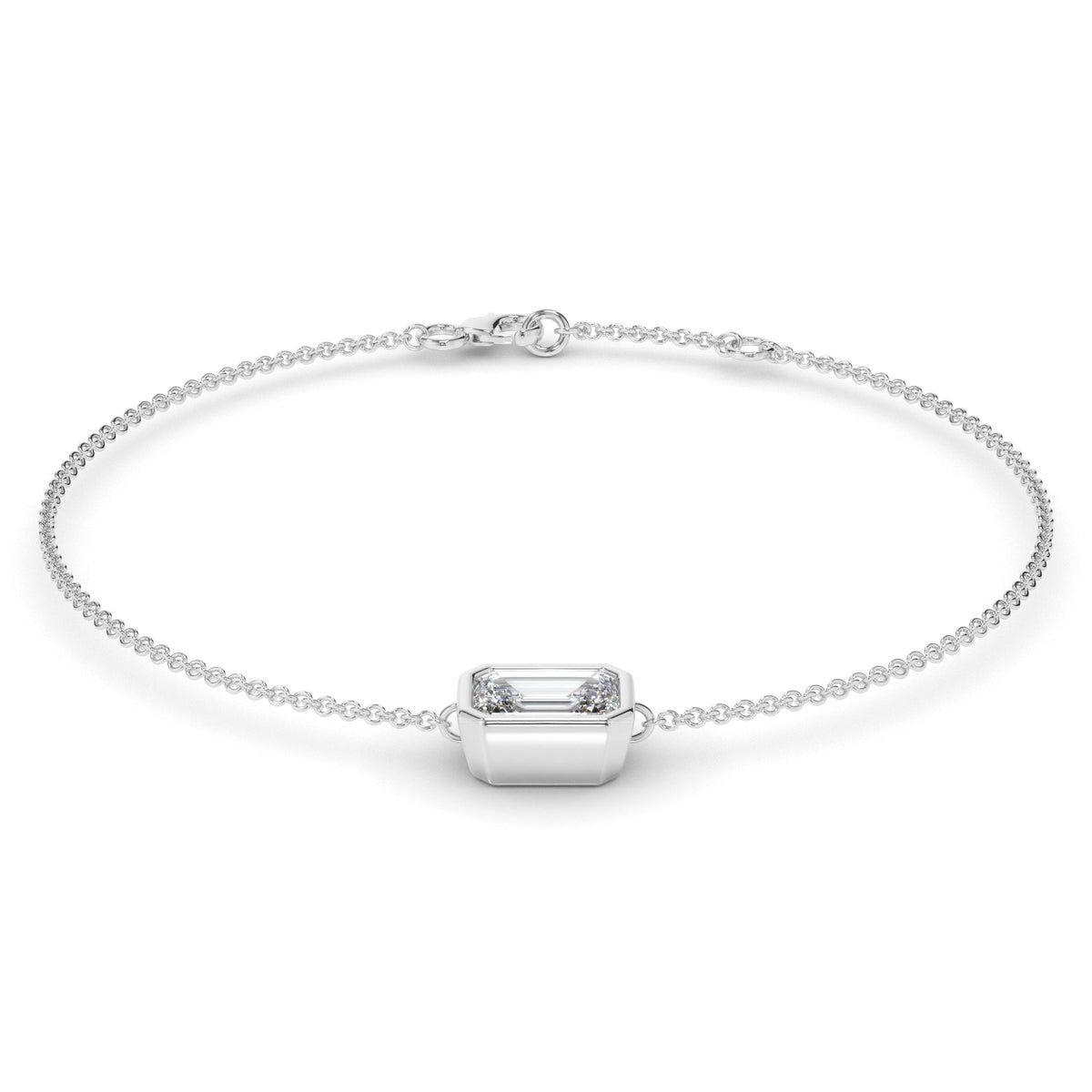 Emerald Cut Diamond Bezel Set Bracelet