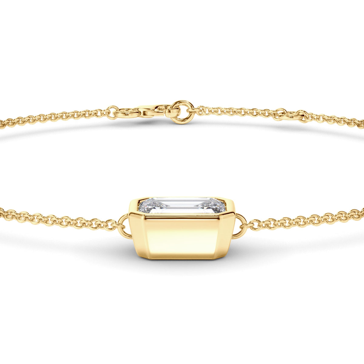 Emerald Cut Diamond Bezel Set Bracelet
