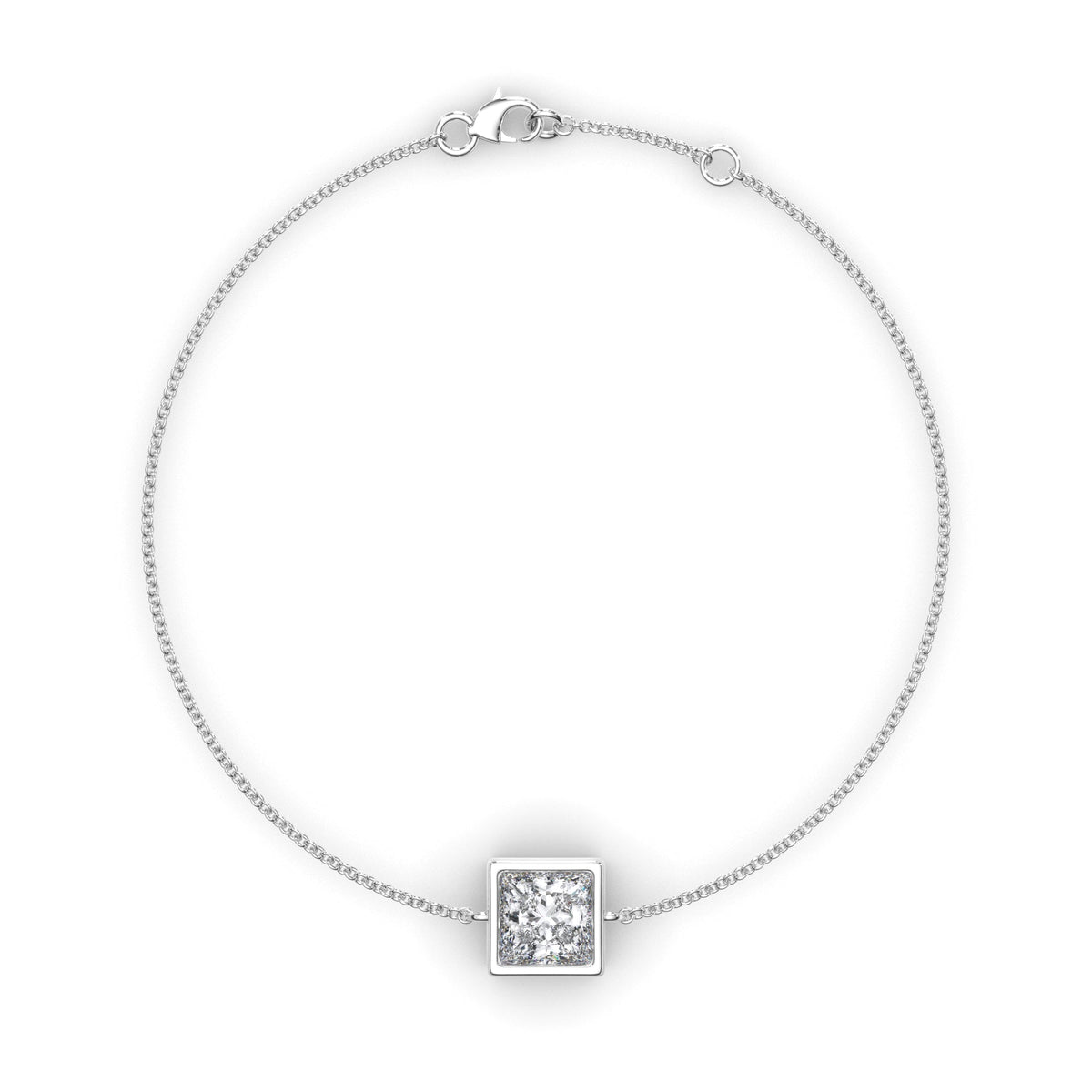 Princess Cut Diamond Bezel Set Bracelet