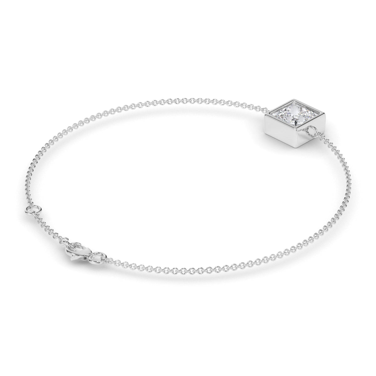 Princess Cut Diamond Bezel Set Bracelet