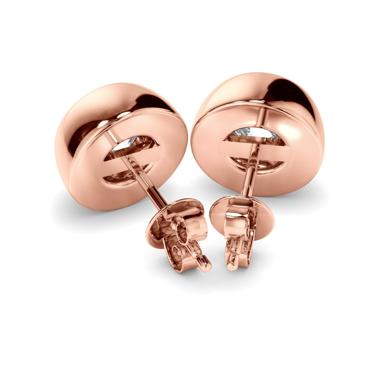 Round Brilliant Cut Diamond Bezel Set Stud Earrings