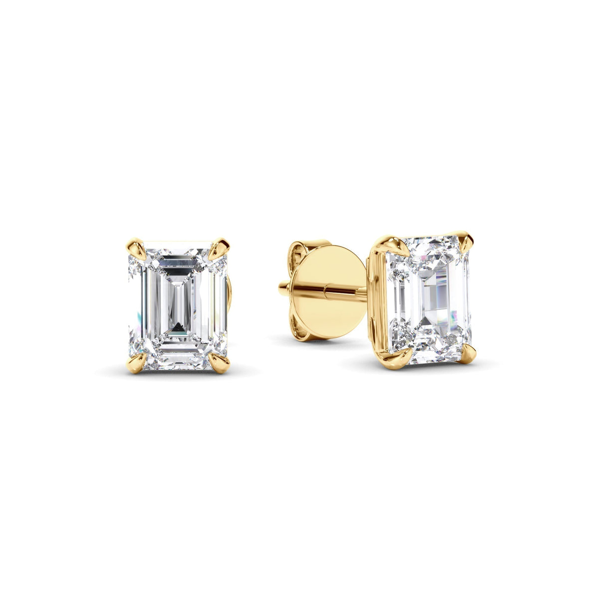 Emerald Cut Diamond Stud Earrings