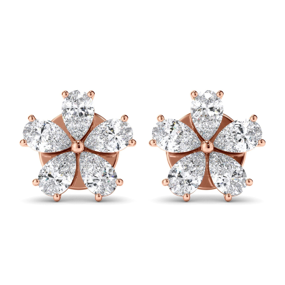 Pear Cut Diamond 5-Stone Stud Earrings