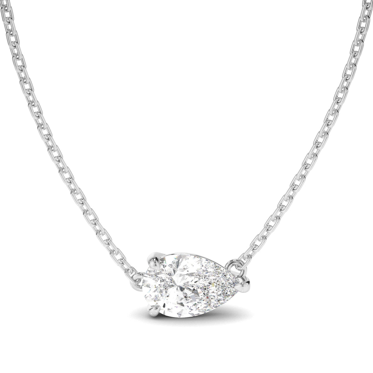 East West Pear Cut Diamond Necklet