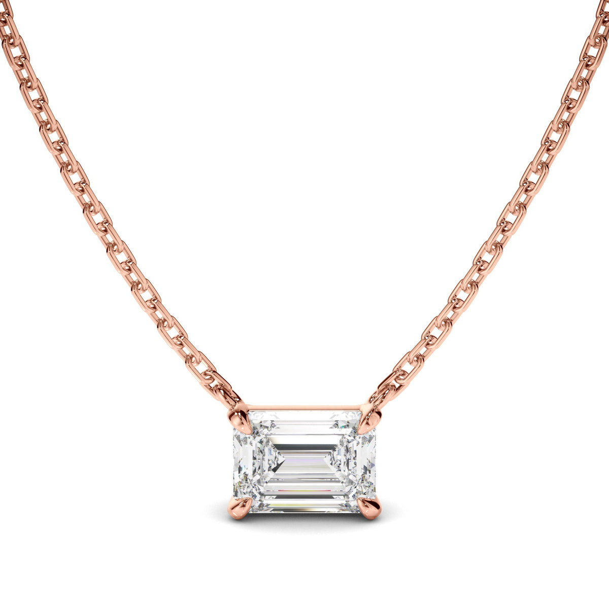 East West Emerald Cut Diamond Necklet