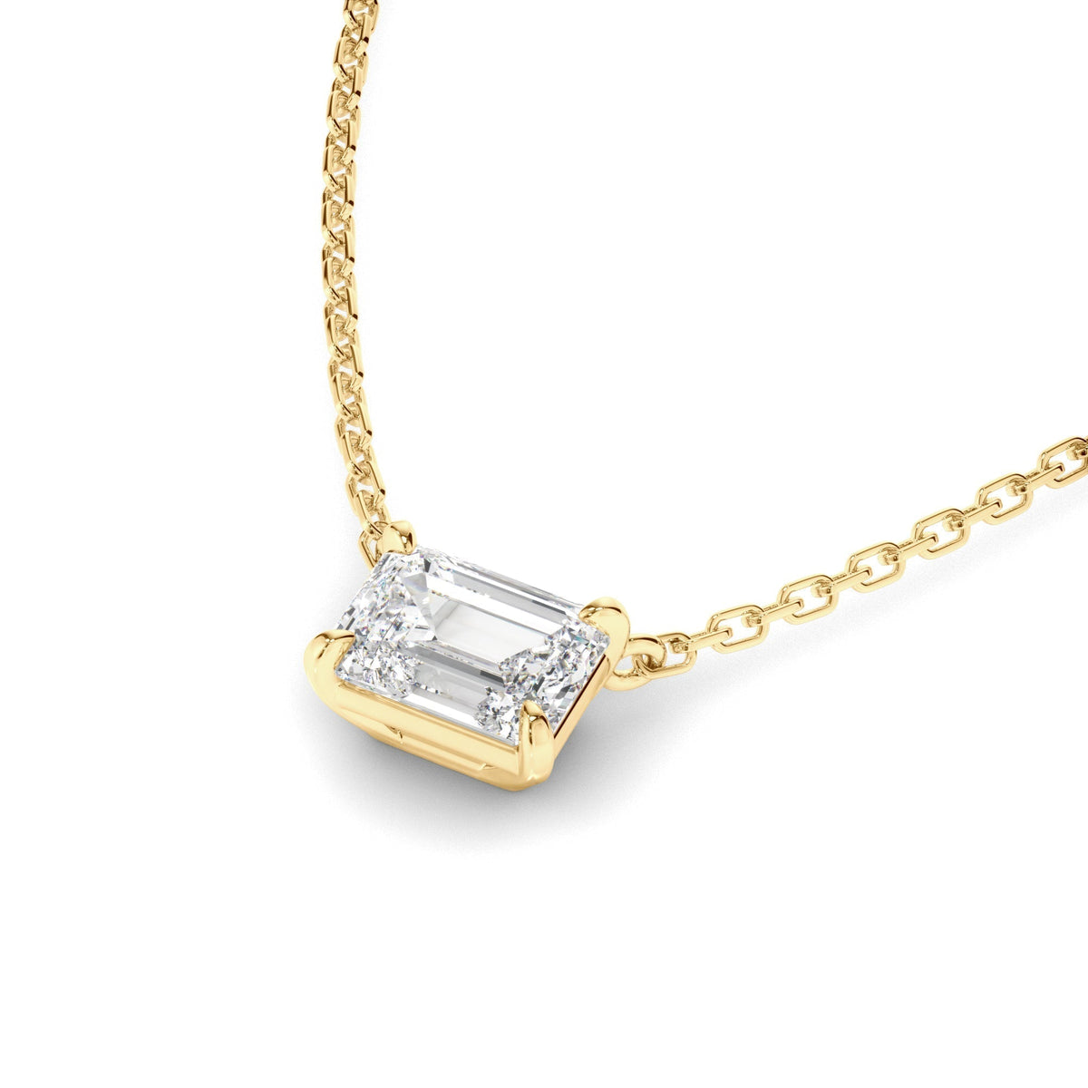 East West Emerald Cut Diamond Necklet