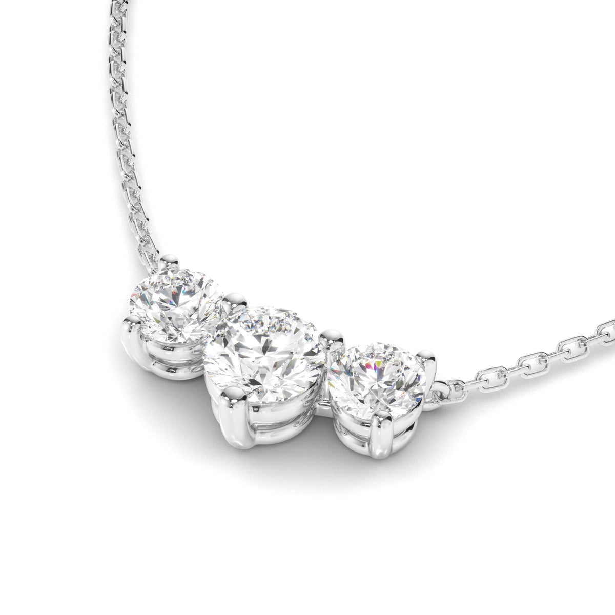 Round Brilliant Cut Diamond Trilogy Necklet