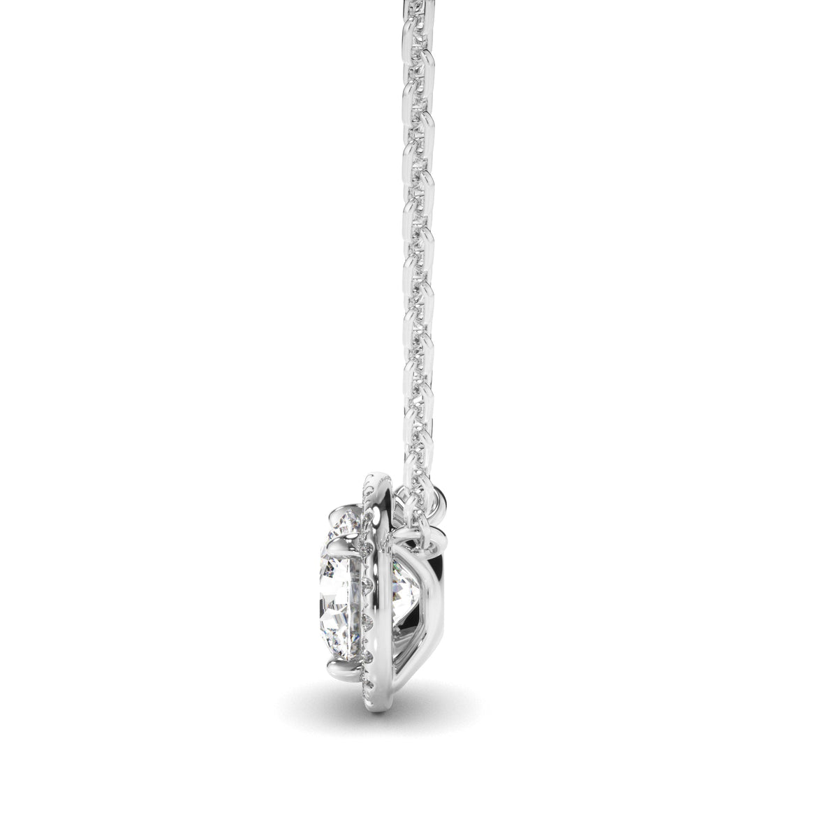 Round Brilliant Cut Diamond Halo Necklet