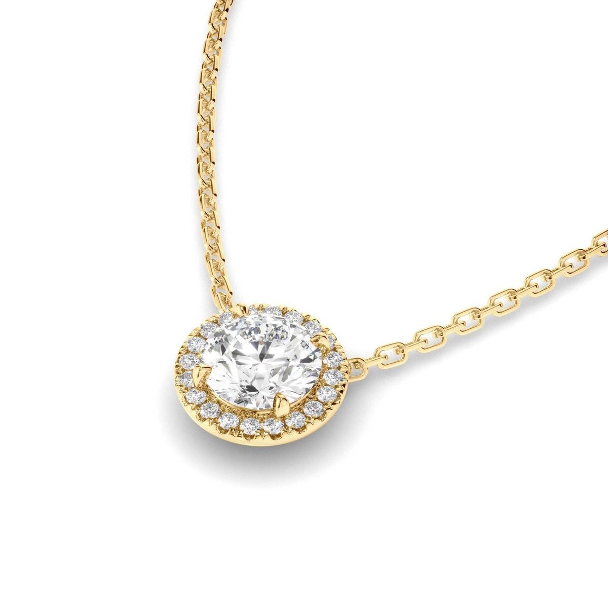 Round Brilliant Cut Diamond Halo Necklet