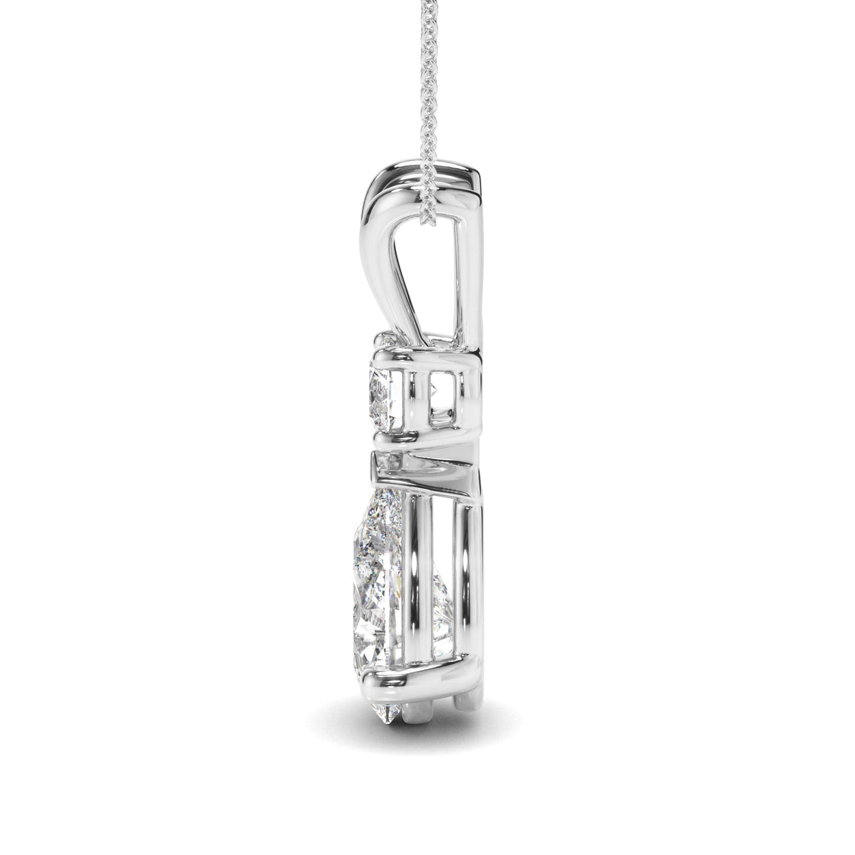 Pear & Round Brilliant Cut Diamond Drop Pendant