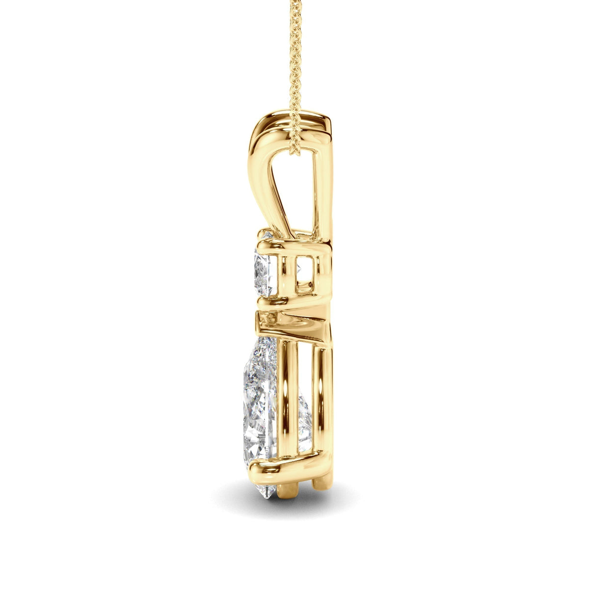 Pear & Round Brilliant Cut Diamond Drop Pendant