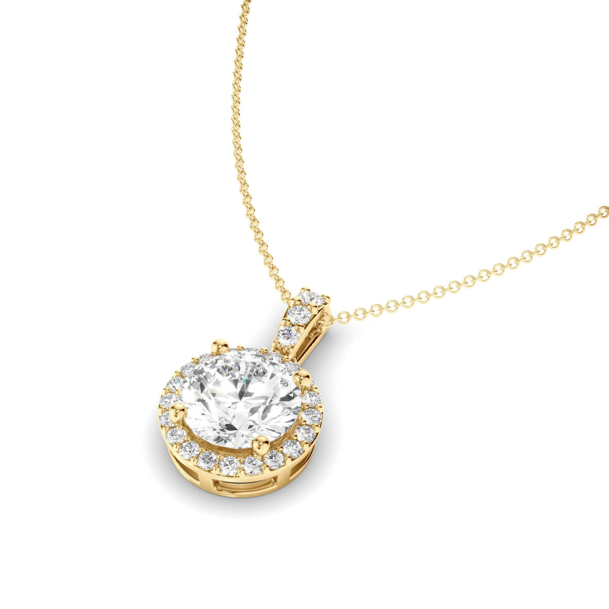 Round Brilliant Cut Diamond Halo Pendant
