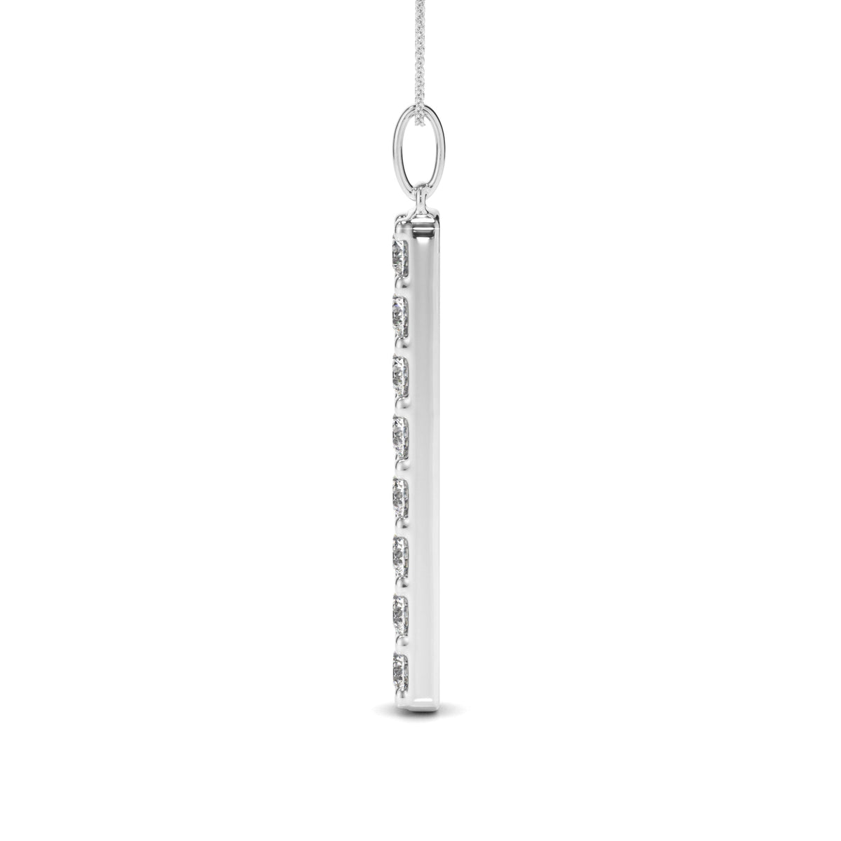 Round Brilliant Cut Diamond Drop Bar Pendant