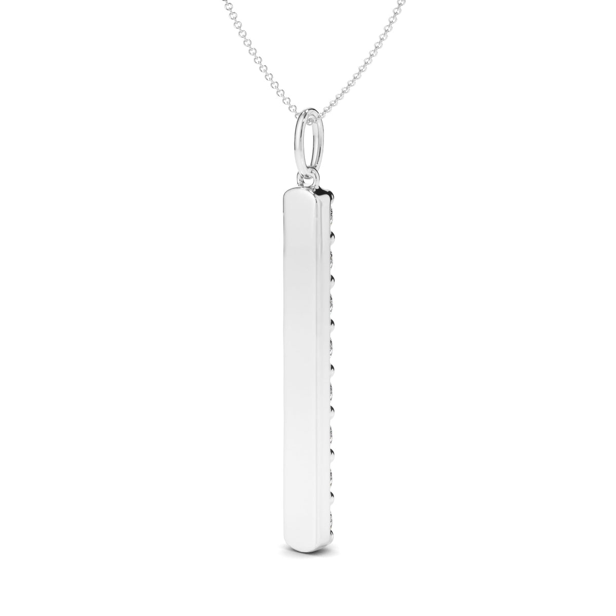 Round Brilliant Cut Diamond Drop Bar Pendant