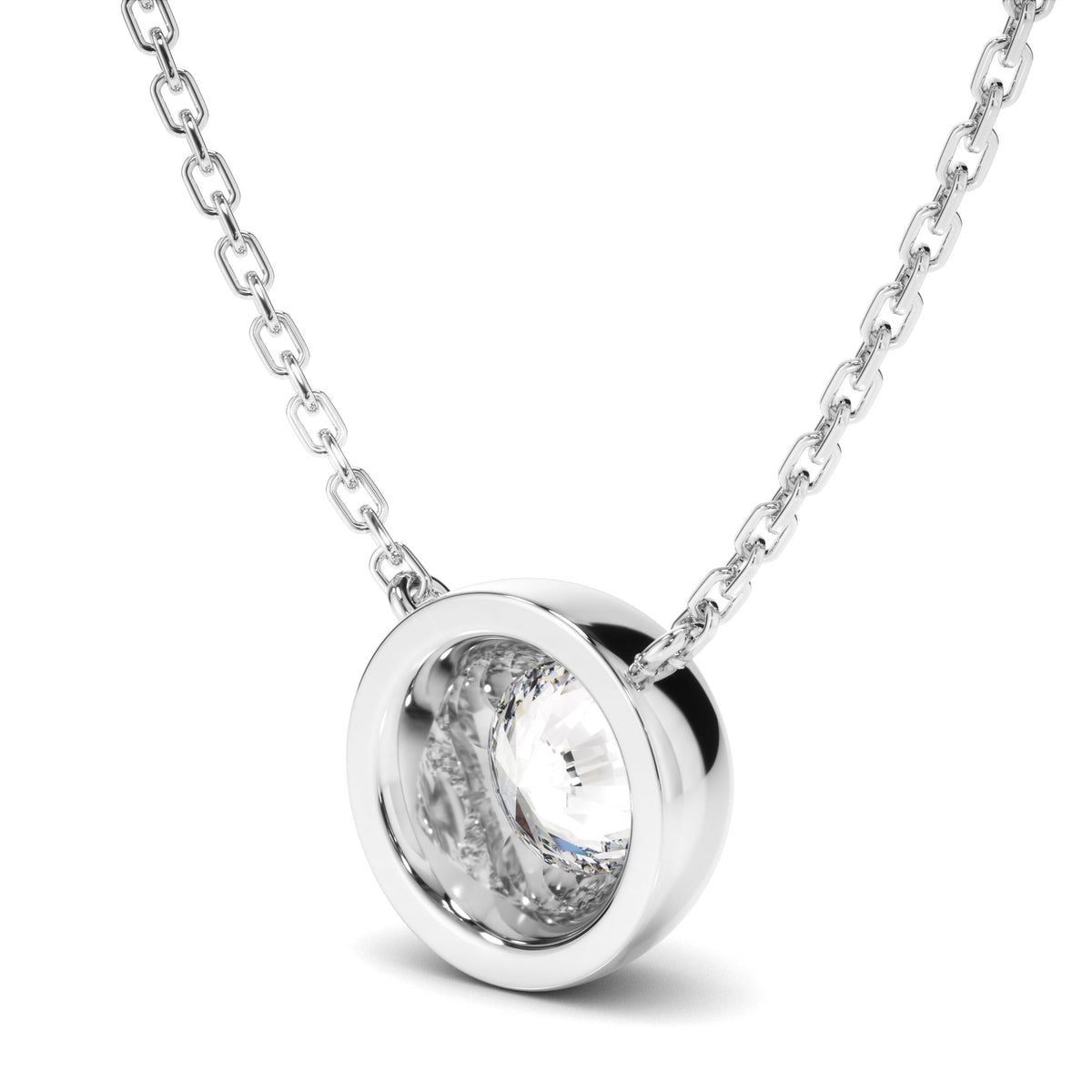 Round Brilliant Cut Diamond Bezel Set Necklet