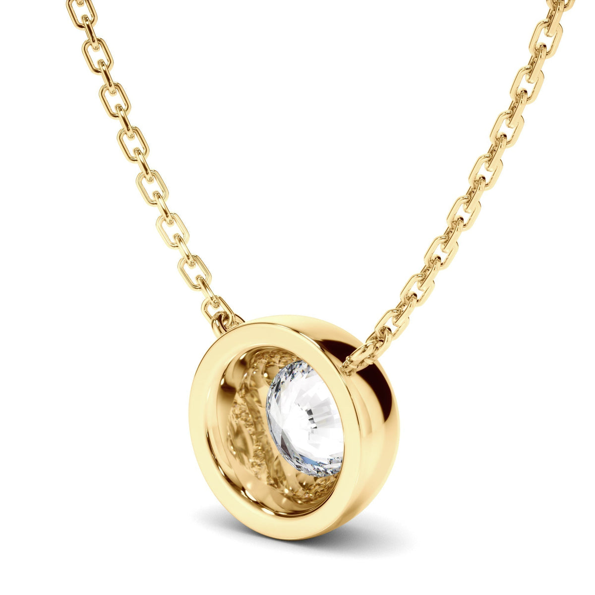 Round Brilliant Cut Diamond Bezel Set Necklet