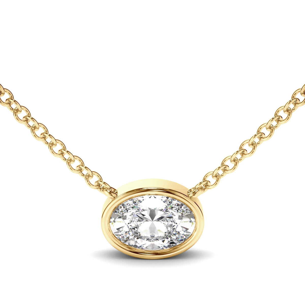 Oval Cut Diamond Bezel Set Necklet