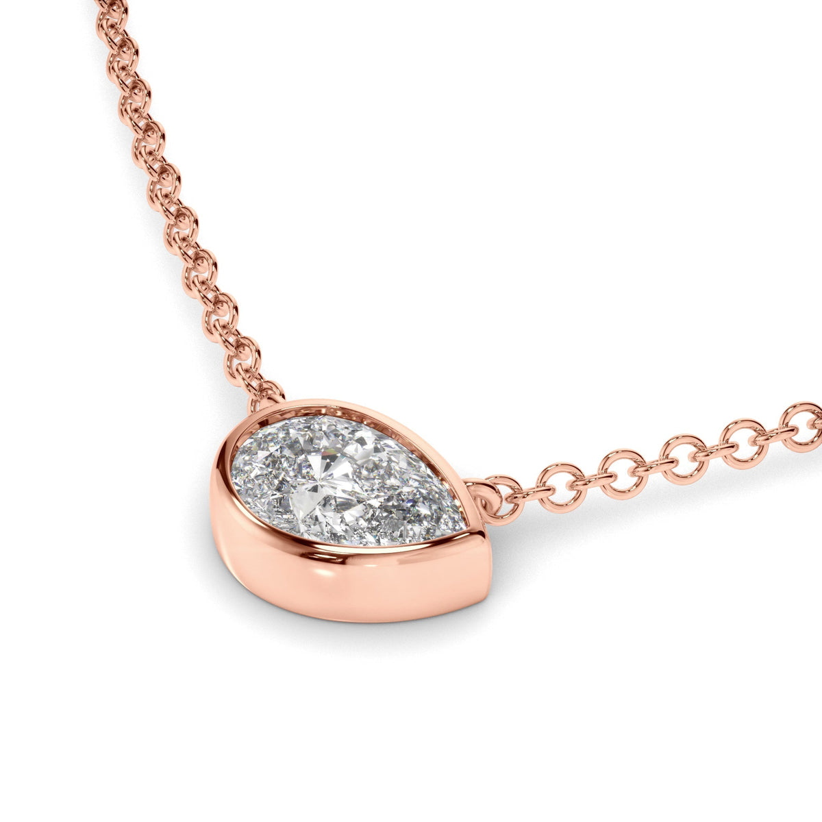 East West Pear Cut Diamond Bezel Set Necklet