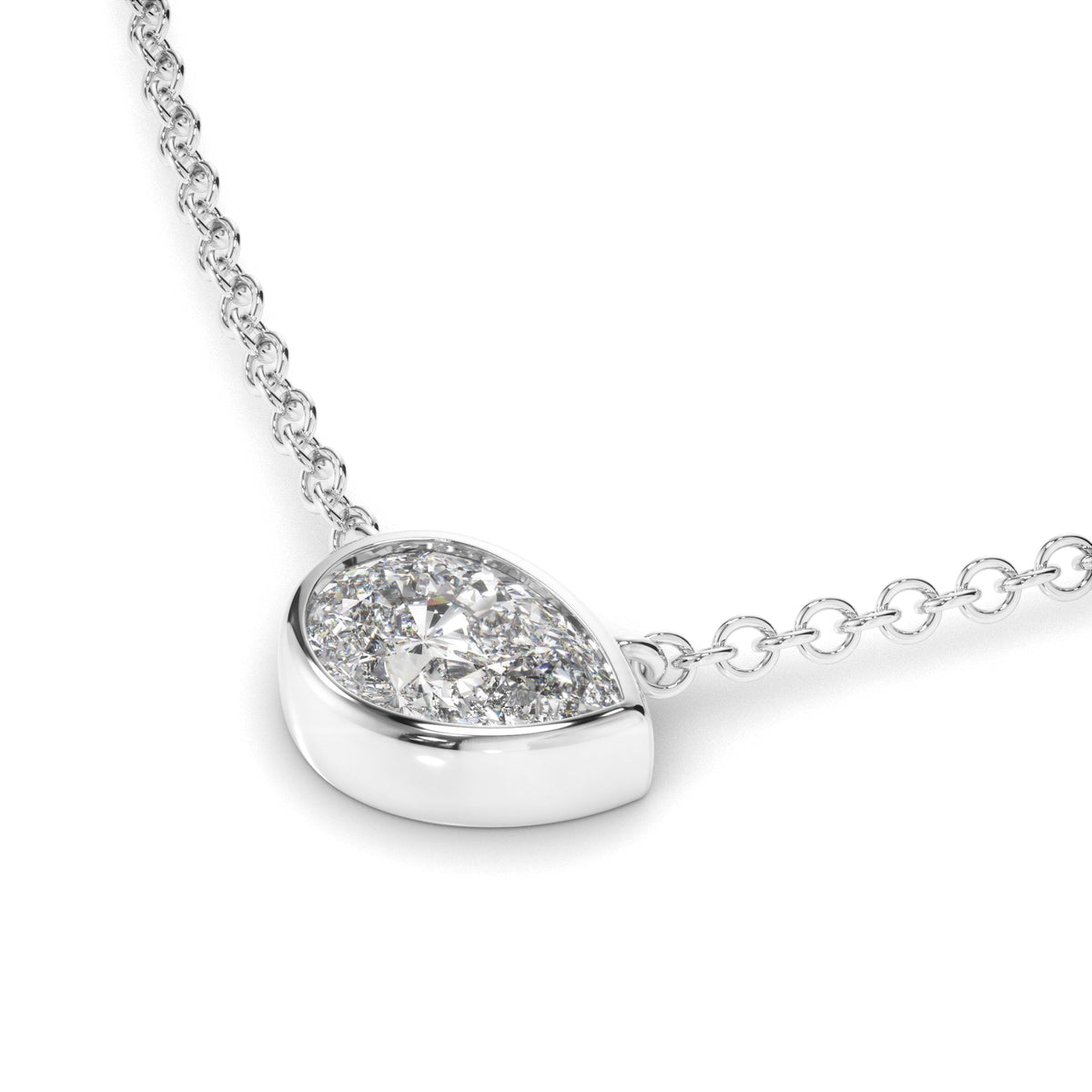 East West Pear Cut Diamond Bezel Set Necklet