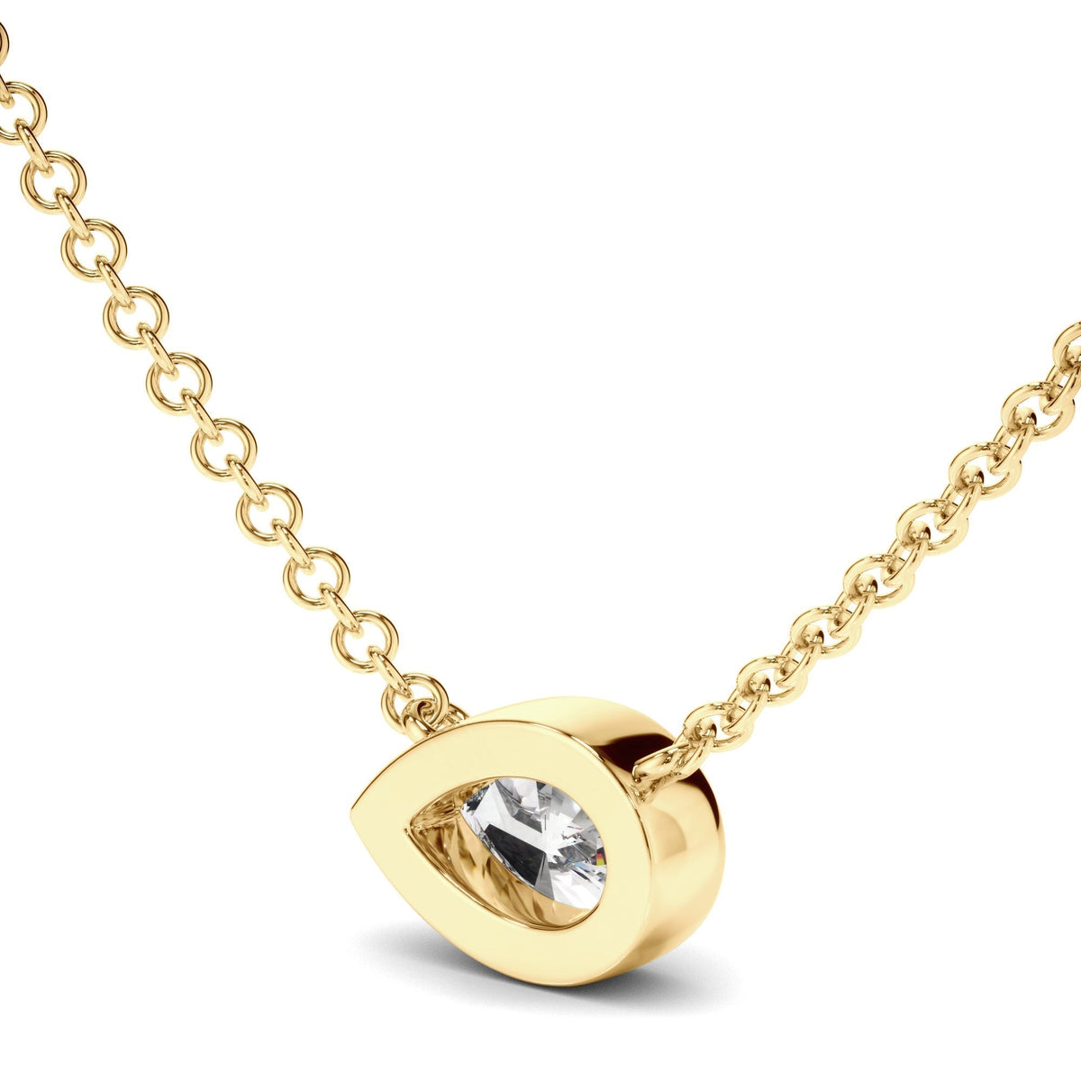 East West Pear Cut Diamond Bezel Set Necklet