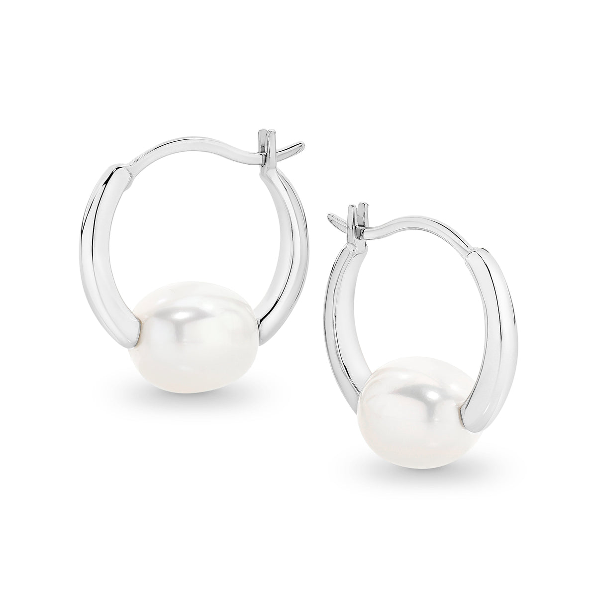 Sterling Silver Freya Pearl Hoops