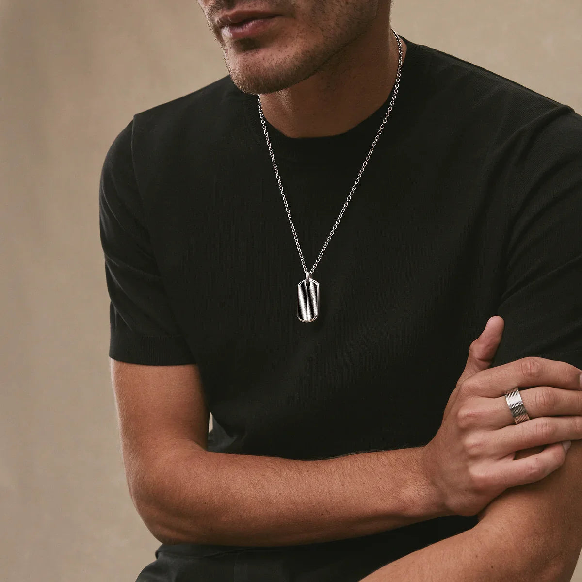 NAJO Rocca Men’s Stainless Steel Dog Tag Pendant