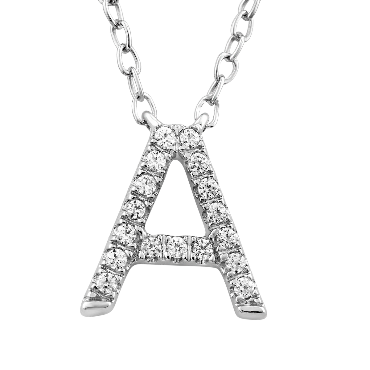 9ct White Gold Diamond Initial 'A' Necklace