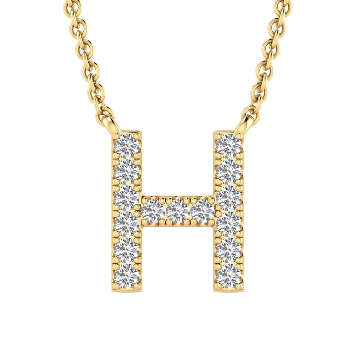 9ct Yellow Gold Diamond Initial 'H' Necklace