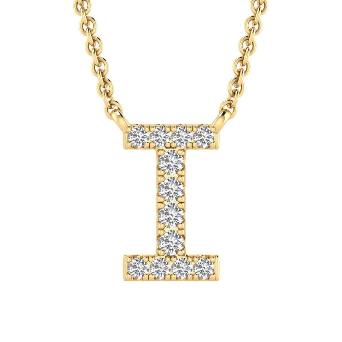 9ct Yellow Gold Diamond Initial 'I' Necklace