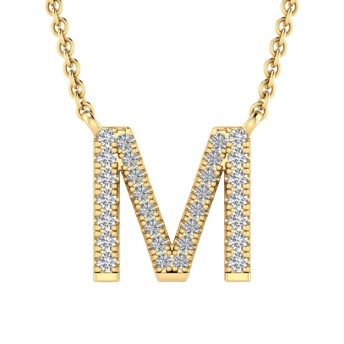 9ct Yellow Gold Diamond Initial 'M' Necklace