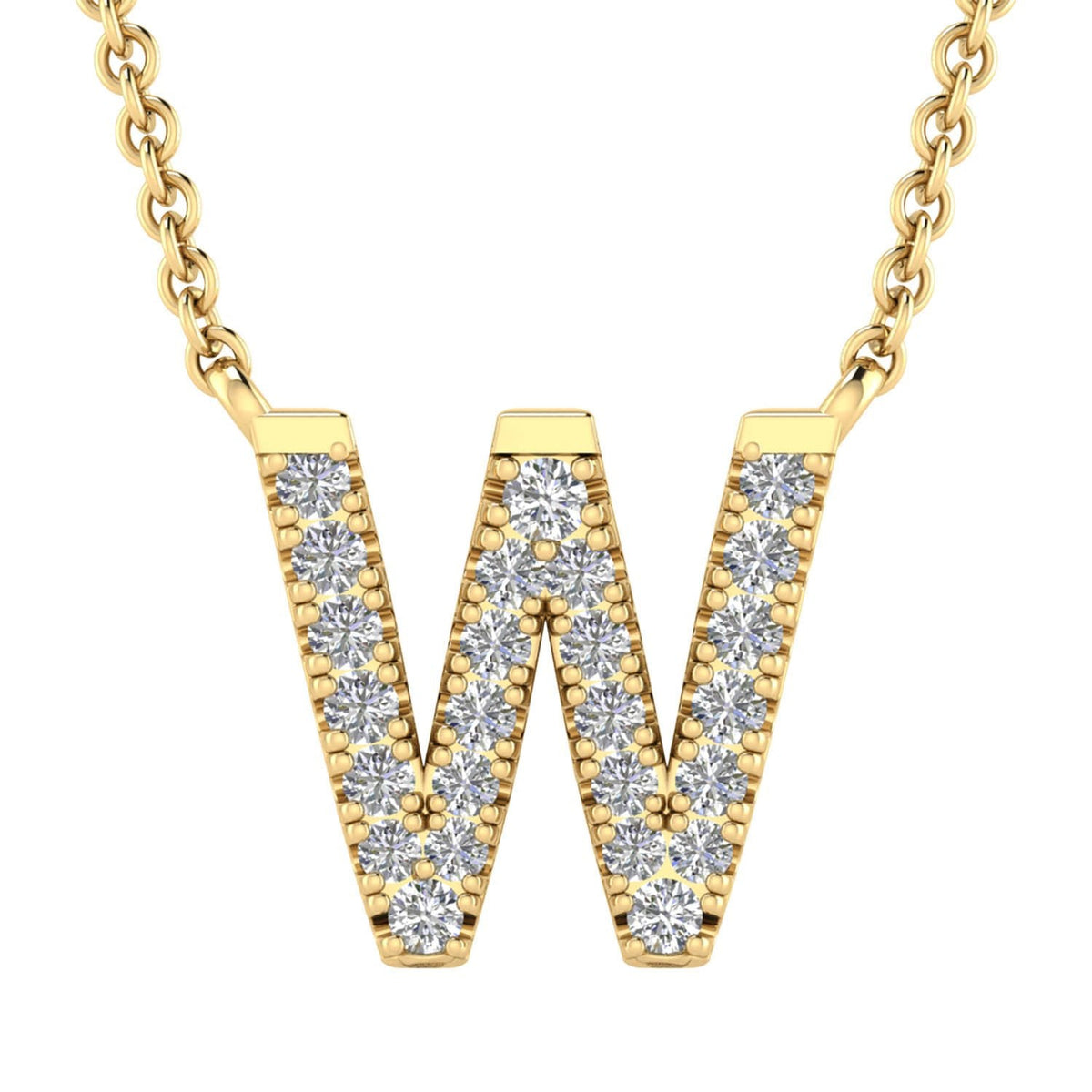 9ct Yellow Gold Diamond Initial 'W' Necklace