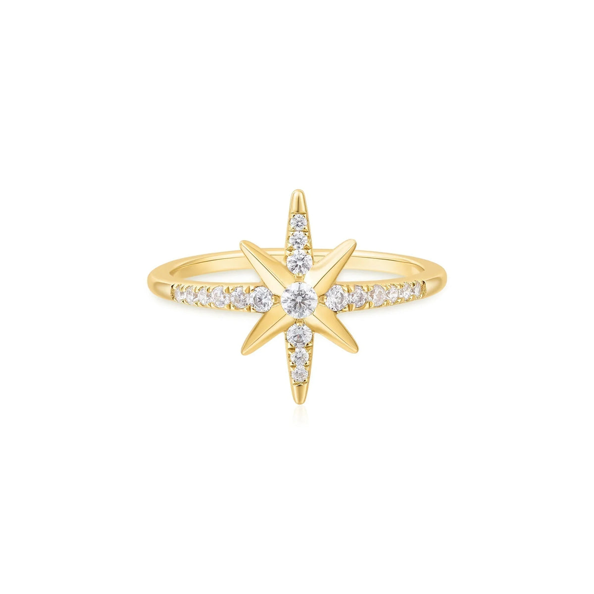 Ania Haie Gold Eight-Pointed Star Signet Ring