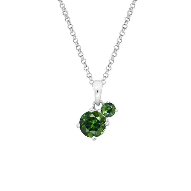 Natural Australian Green & Teal Sapphire Toi Et Moi Necklace