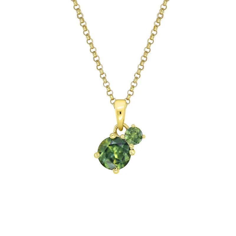 Australian Sapphire Toi Et Moi Necklace with Parti & Teal Sapphires