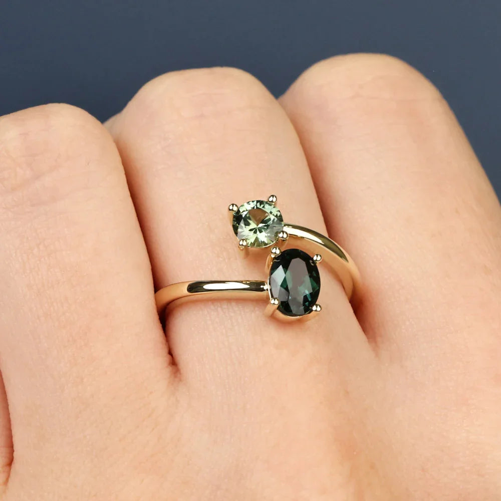 Australian Sapphire Arilla Ring with Teal Sapphires
