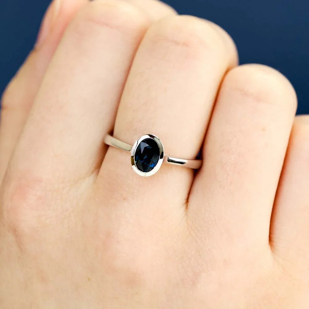 Australian Sapphire Adelia Ring with Blue Sapphires