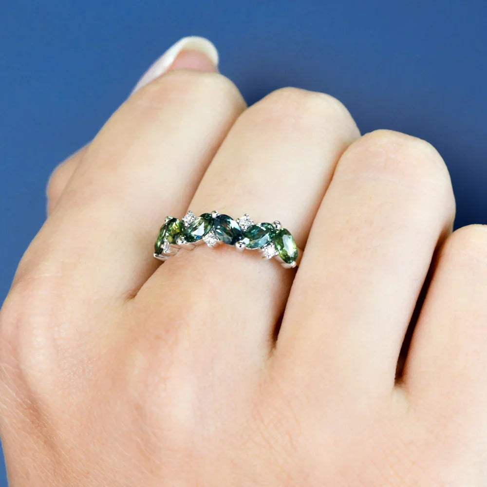 Australian Sapphire Alegria Ring with Parti Sapphires & Diamonds