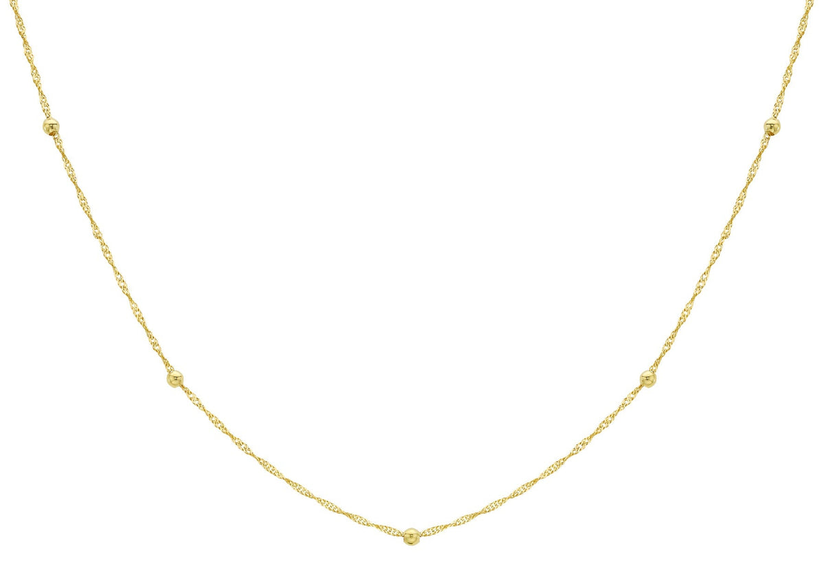 9ct Yellow Gold Solid Ball Twist Necklace 45cm