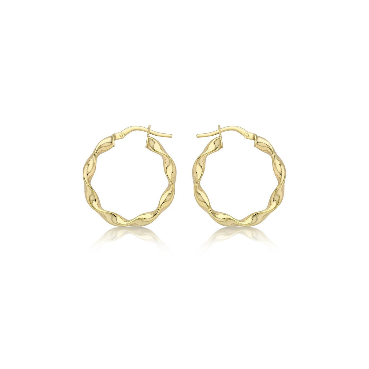 9ct Yellow Gold 22.5mm Twist Hoop Creole Earrings
