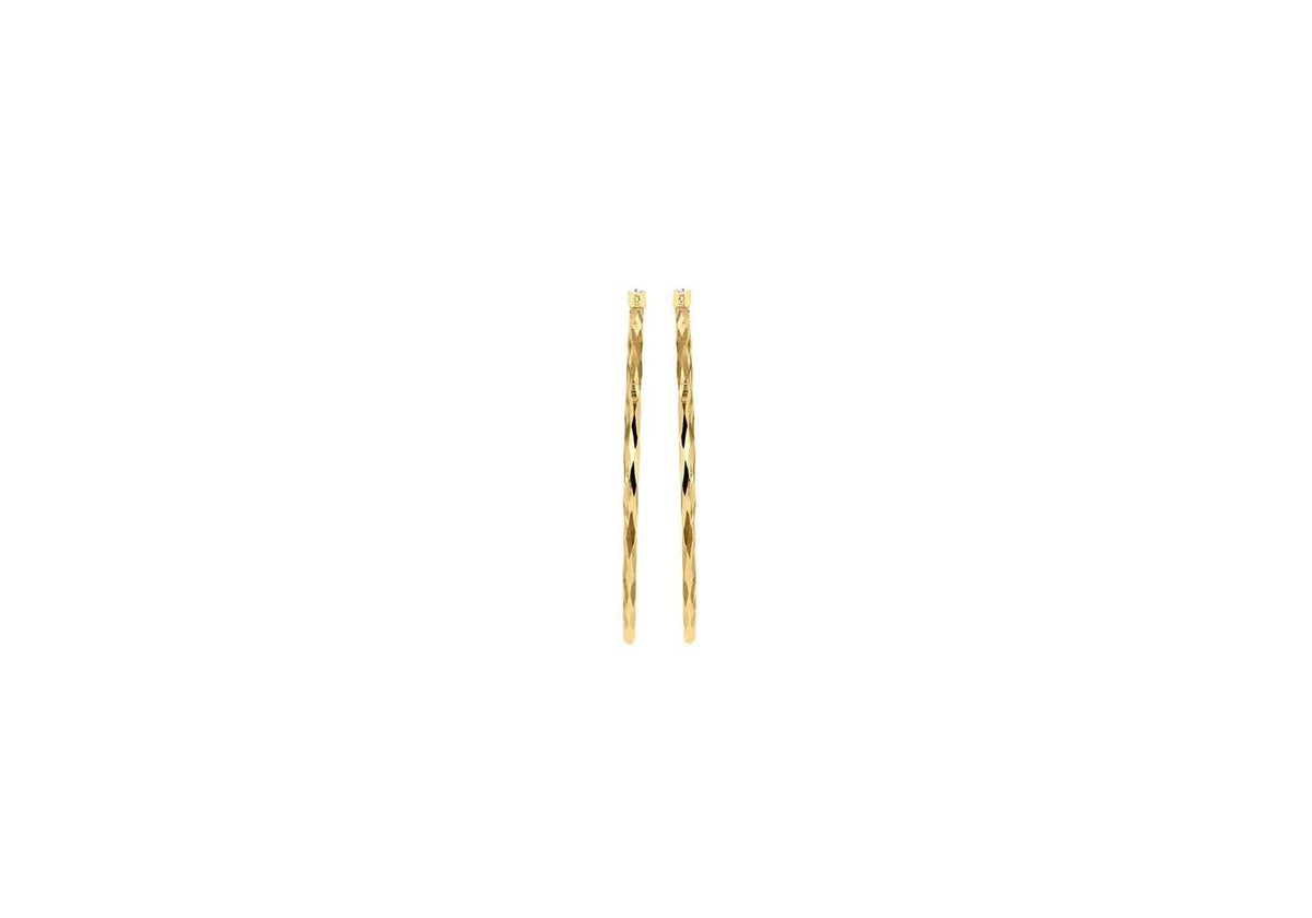 9ct Yellow Gold Diamond Cut Hoop Earrings 42mm