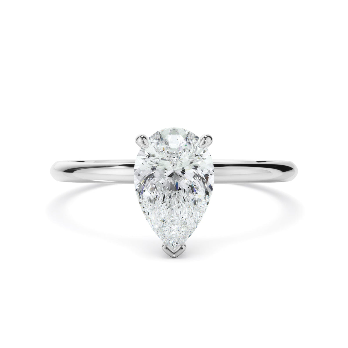 Pear Cut Diamond Solitaire Engagement Ring