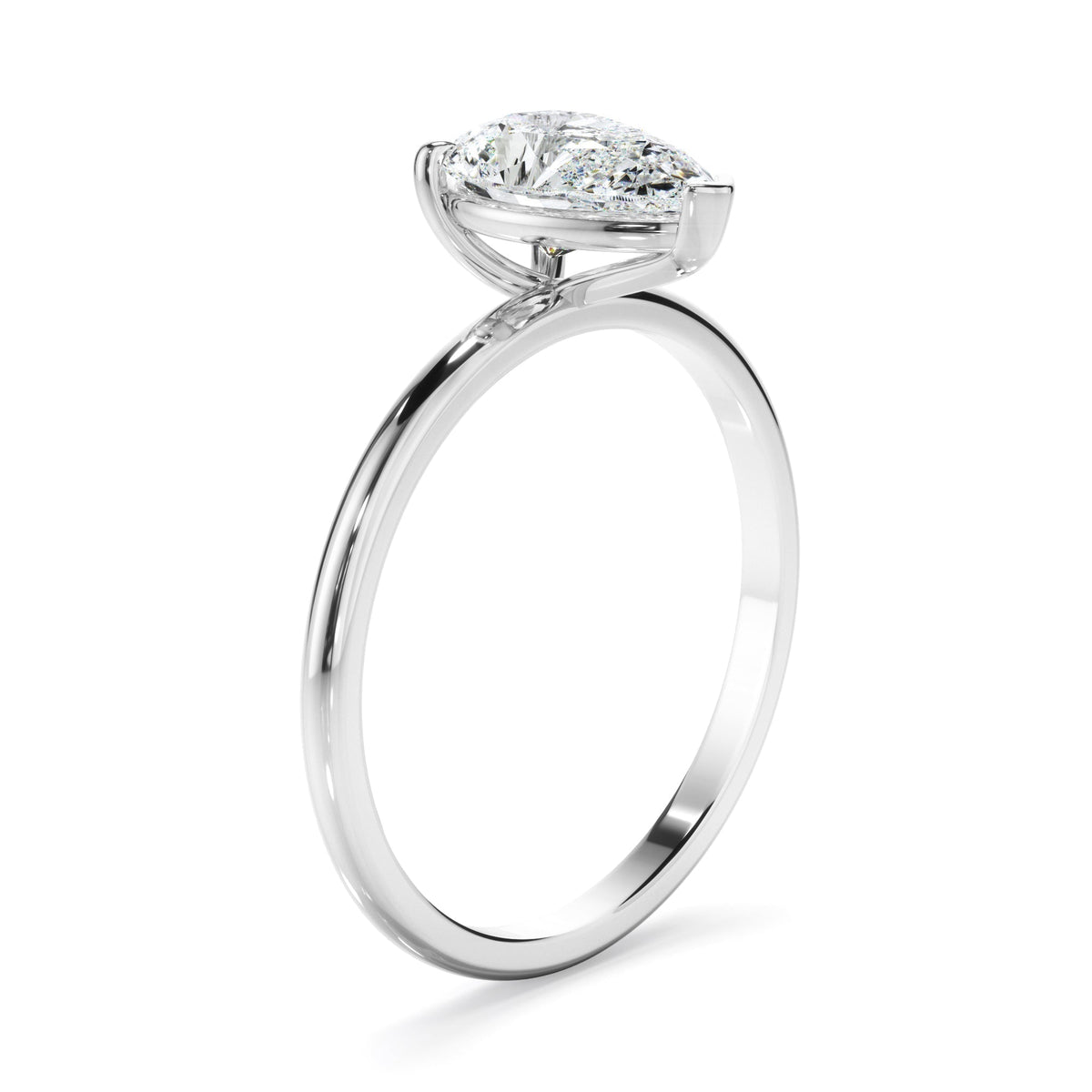 Pear Cut Diamond Solitaire Engagement Ring