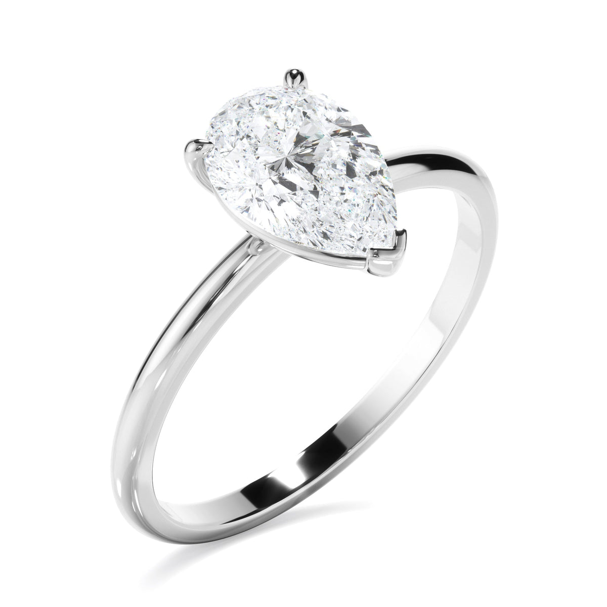 Pear Cut Diamond Solitaire Engagement Ring