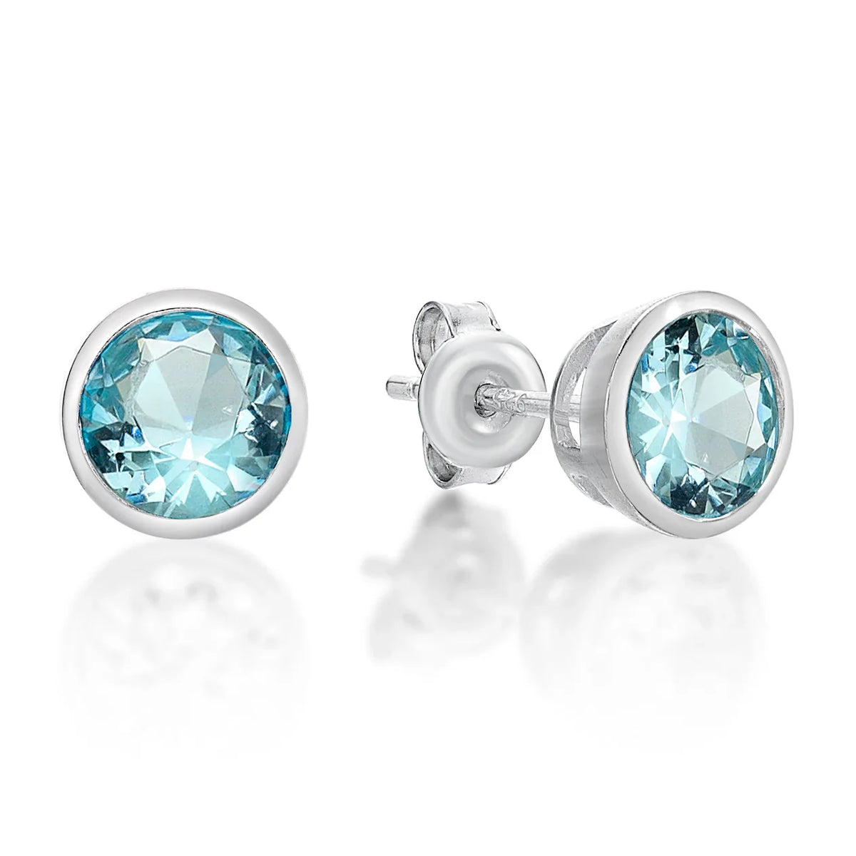 March Birthstone Silver 5mm CZ Pendant - Nangar Gems