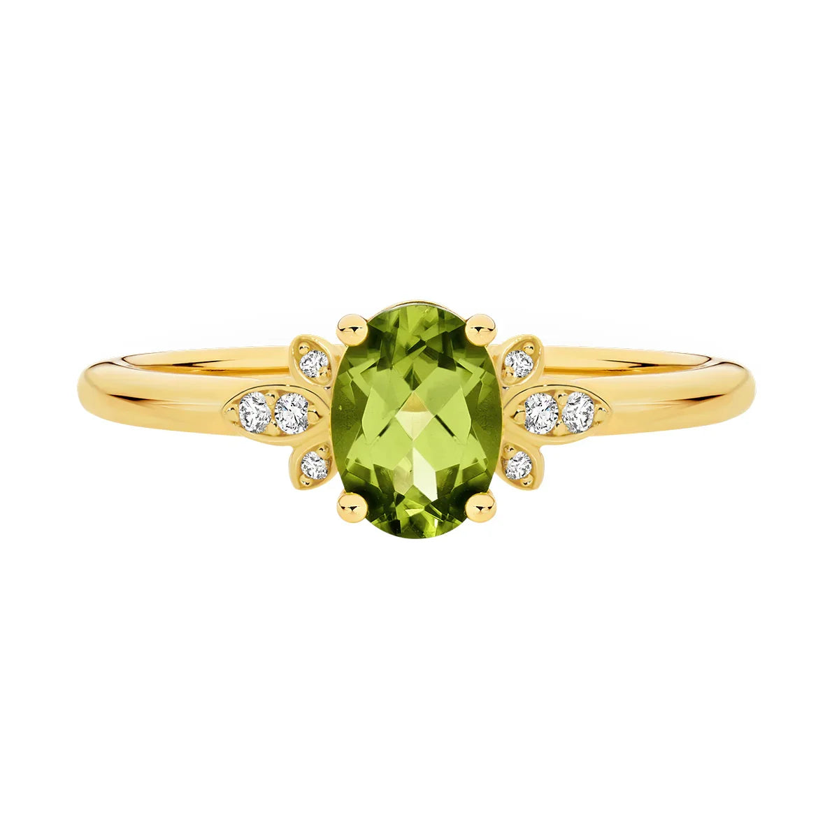 18Y Peridot and Diamond Ring