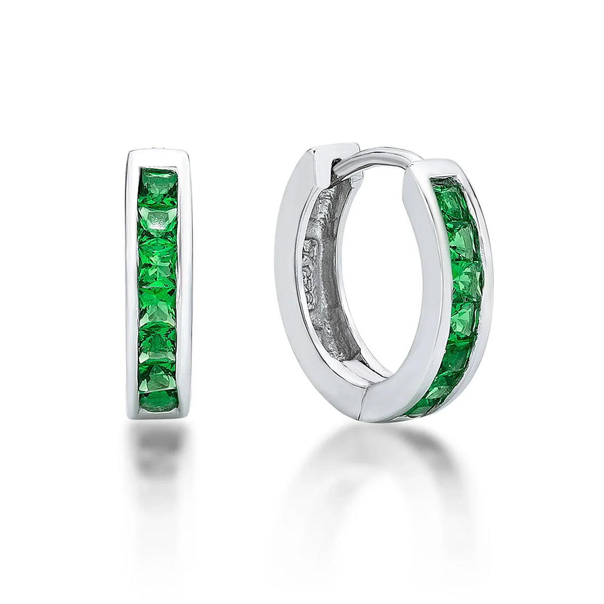 May Birthtone Silver CZ Huggies - Nangar Gems