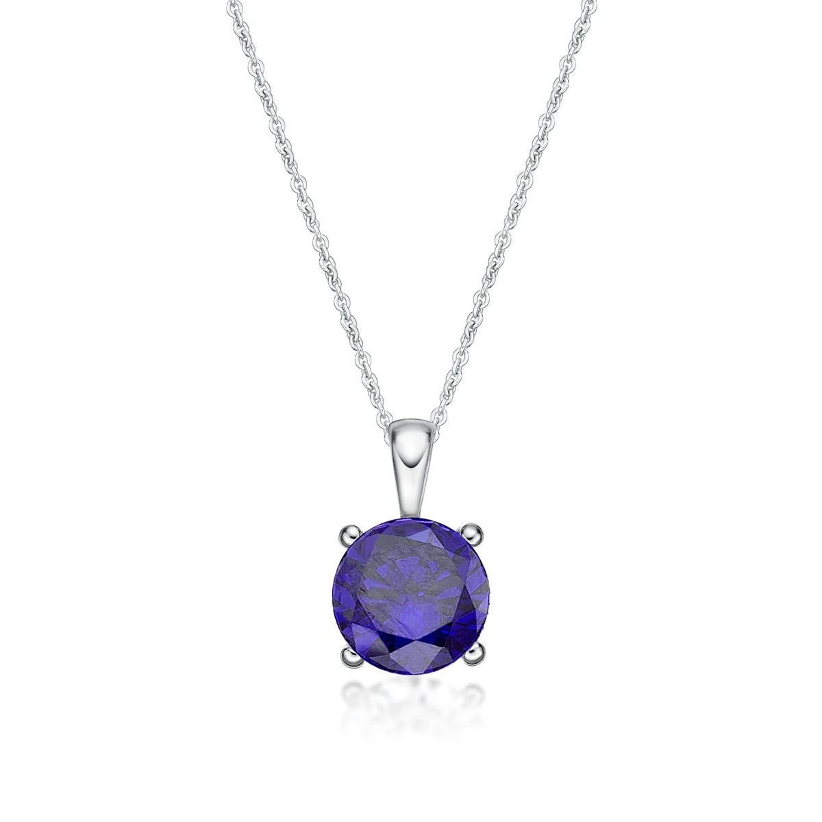 February Birthstone Silver 5mm CZ Pendant - Nangar Gems