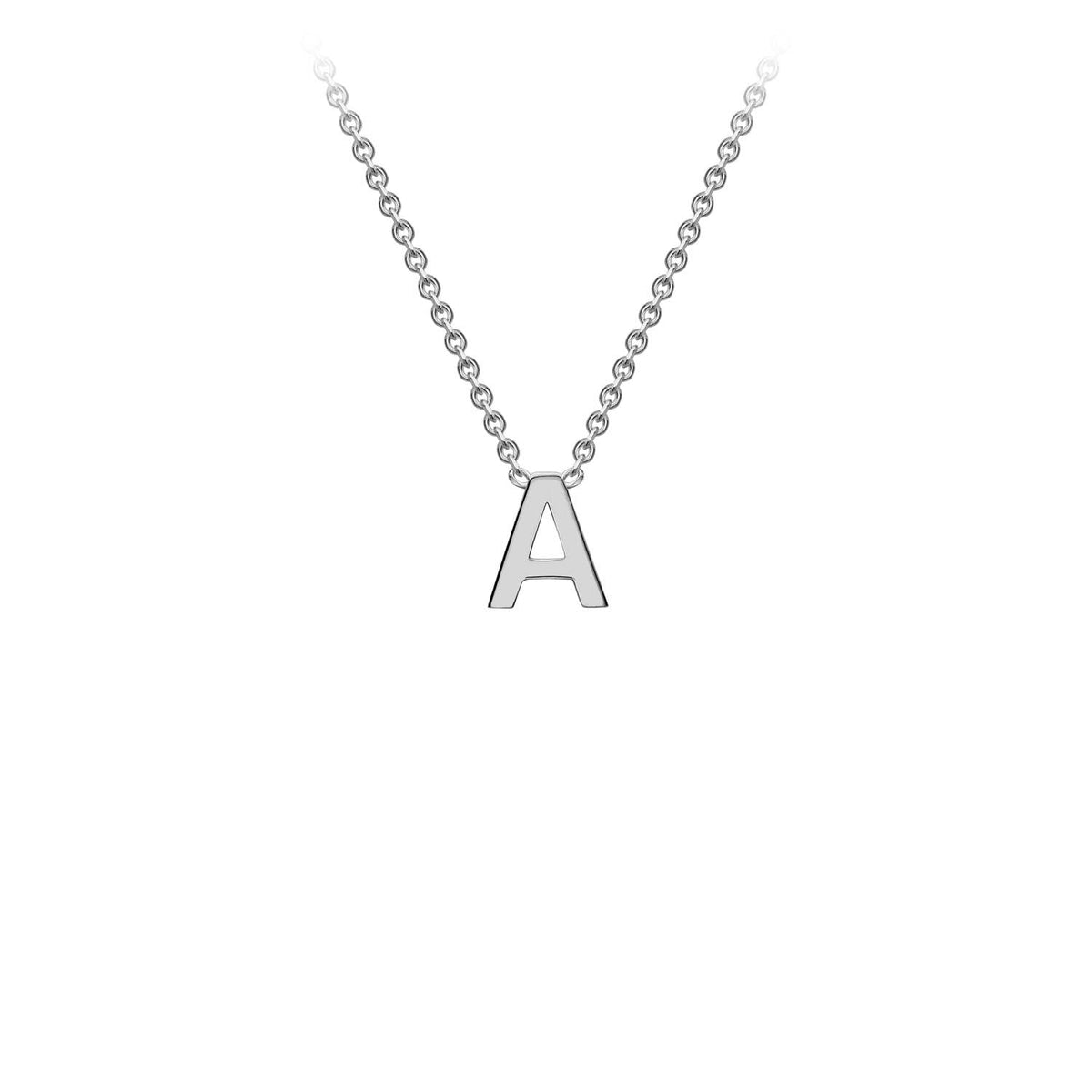 9ct White Gold 'A' Initial Adjustable Letter Necklace 38/43cm