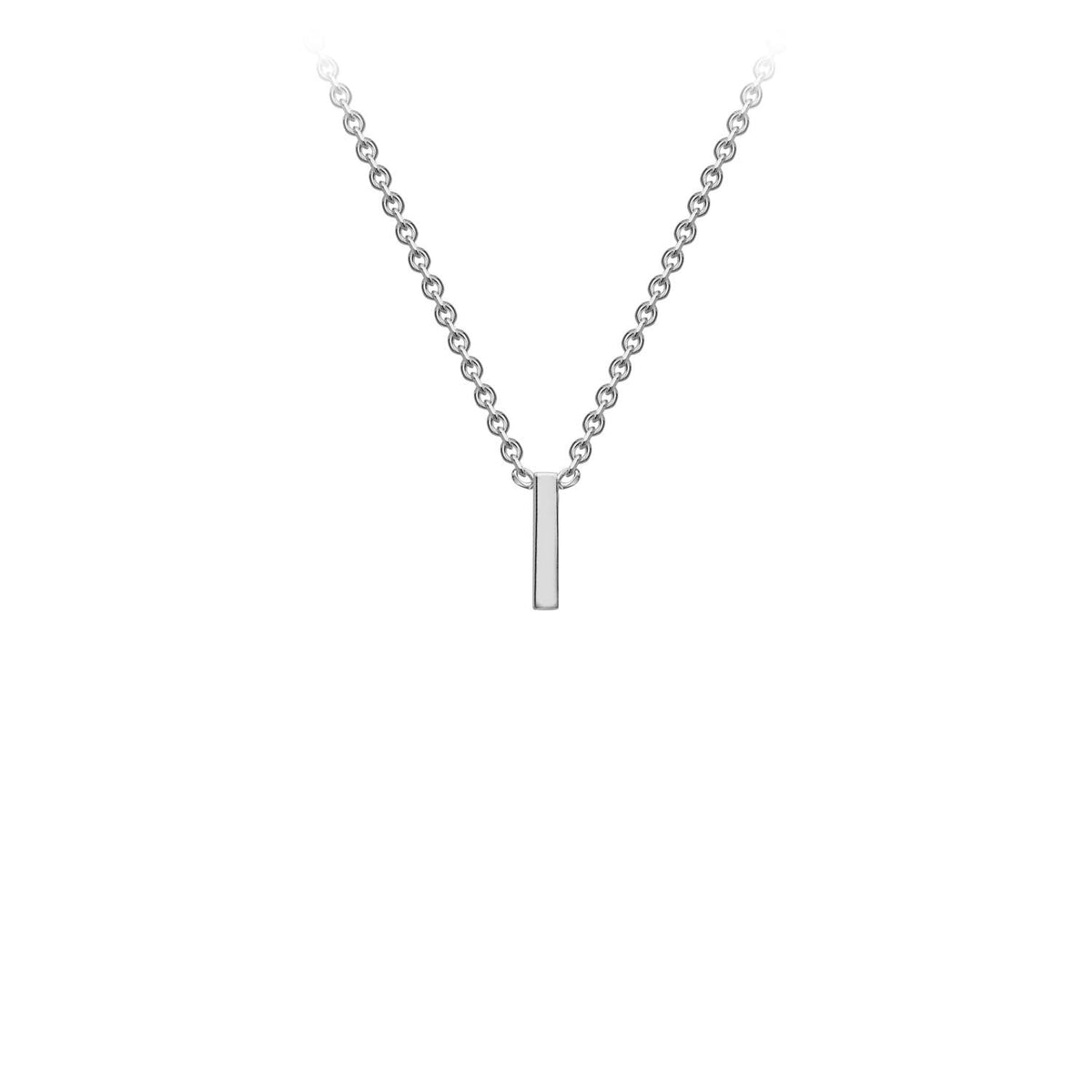 9ct White Gold 'I' Initial Adjustable Letter Necklace 38/43cm
