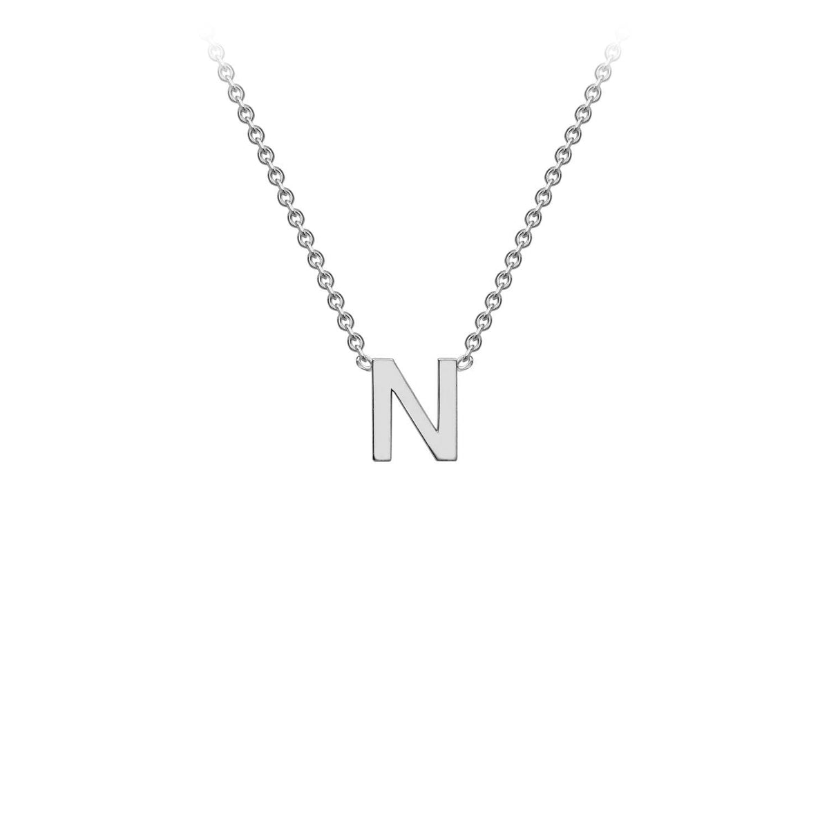 9ct White Gold 'N' Initial Adjustable Letter Necklace 38/43cm